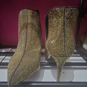 Aldo Gold Embellished Heeled Boots